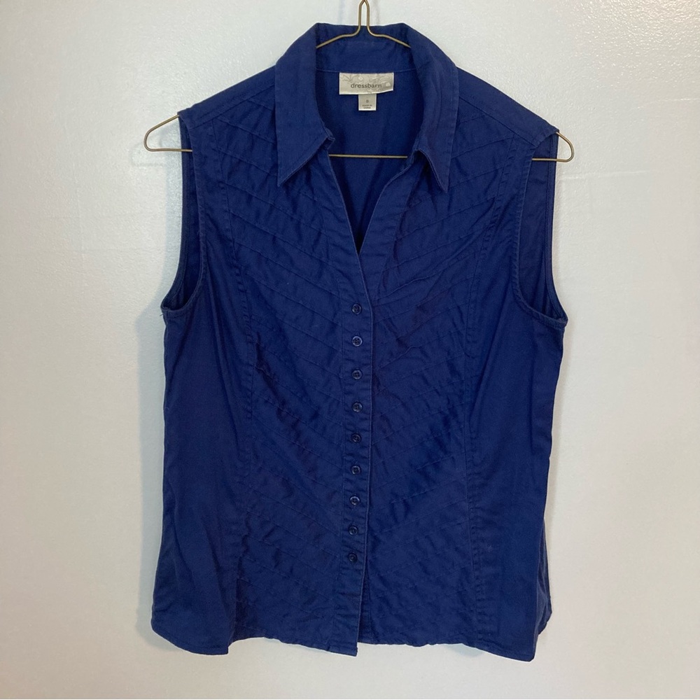 Pleated Front Sleeveless Blouse, Small